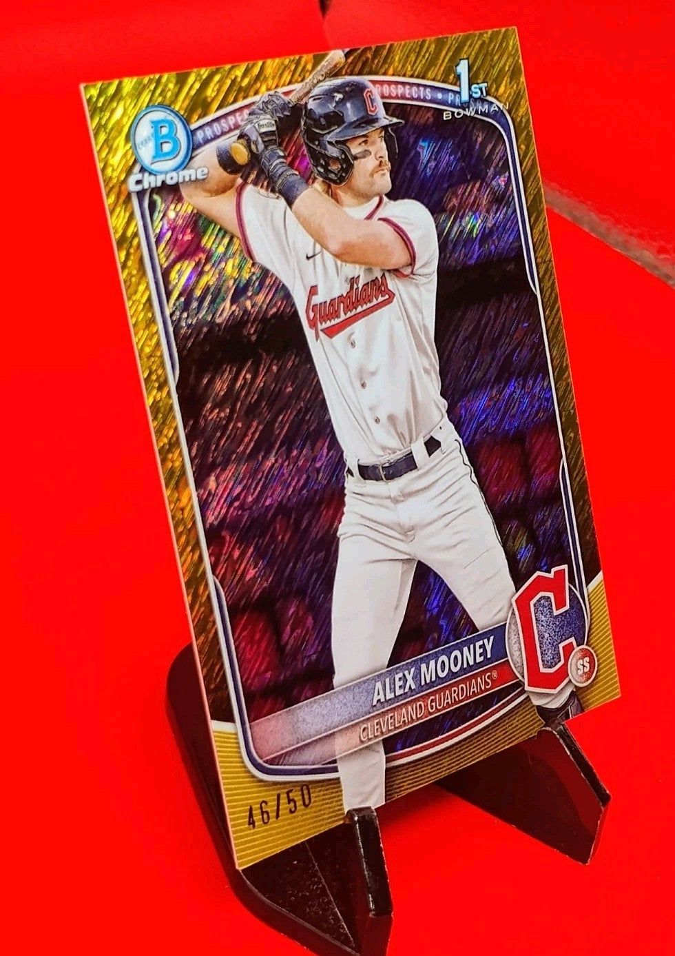 Alex Mooney 2025 Bowman 1st Chrome #BCP-149 Gold Shimmer Refractor #46/50 🔥