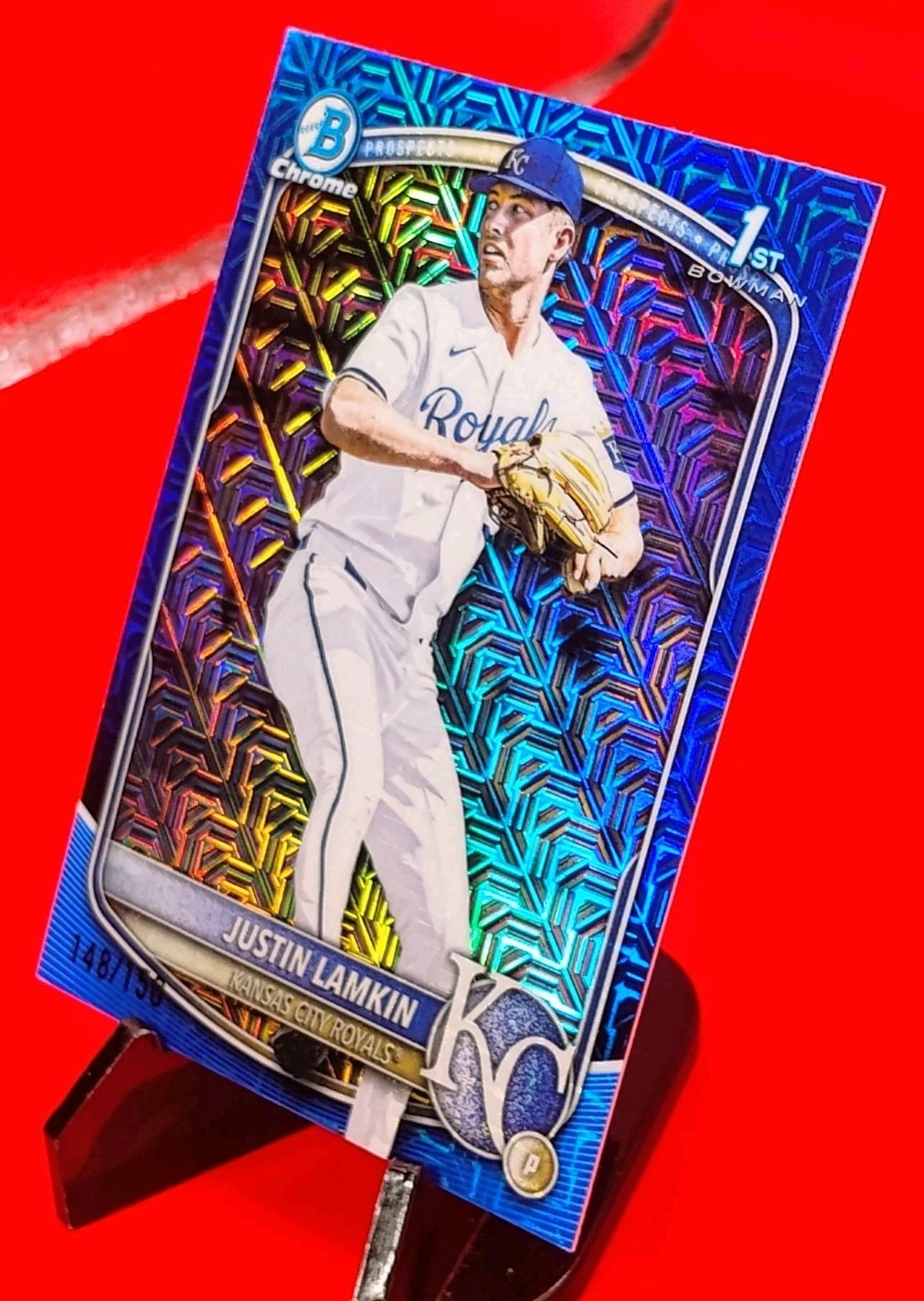 Justin Lamkin 2025 Bowman Draft Chrome #BDC-62 Blue Mojo Refractor #148/150 🔥