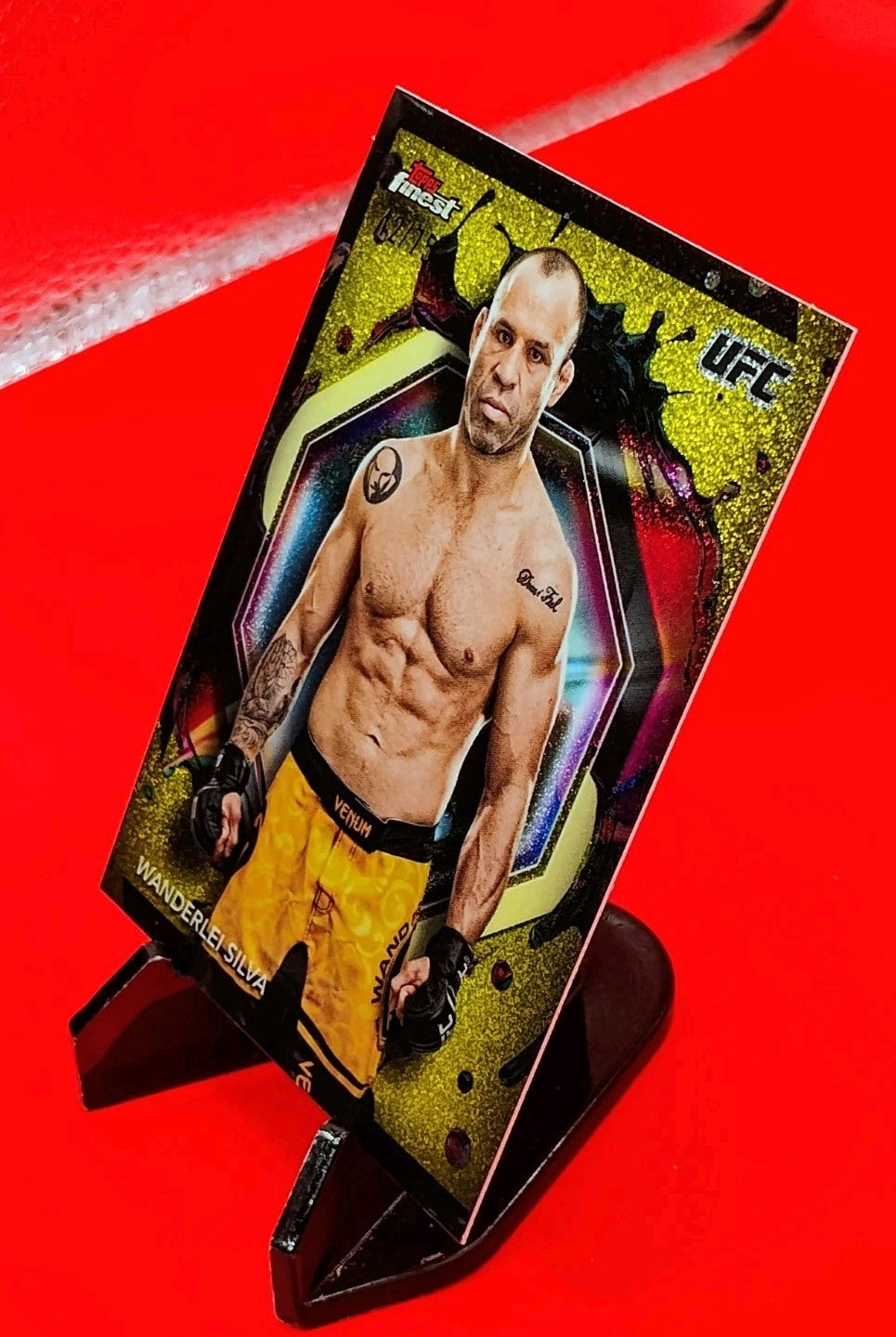 Wanderlei Silva 2024 Topps Finest UFC Rare #207 Yellow Glitter Refractor #42/75