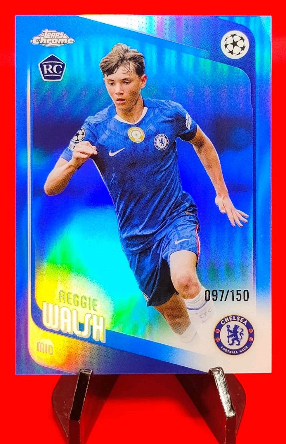 Reggie Walsh 2025-26 Topps Chrome UEFA #70 Blue Refractor #97/150 Color Match 💎
