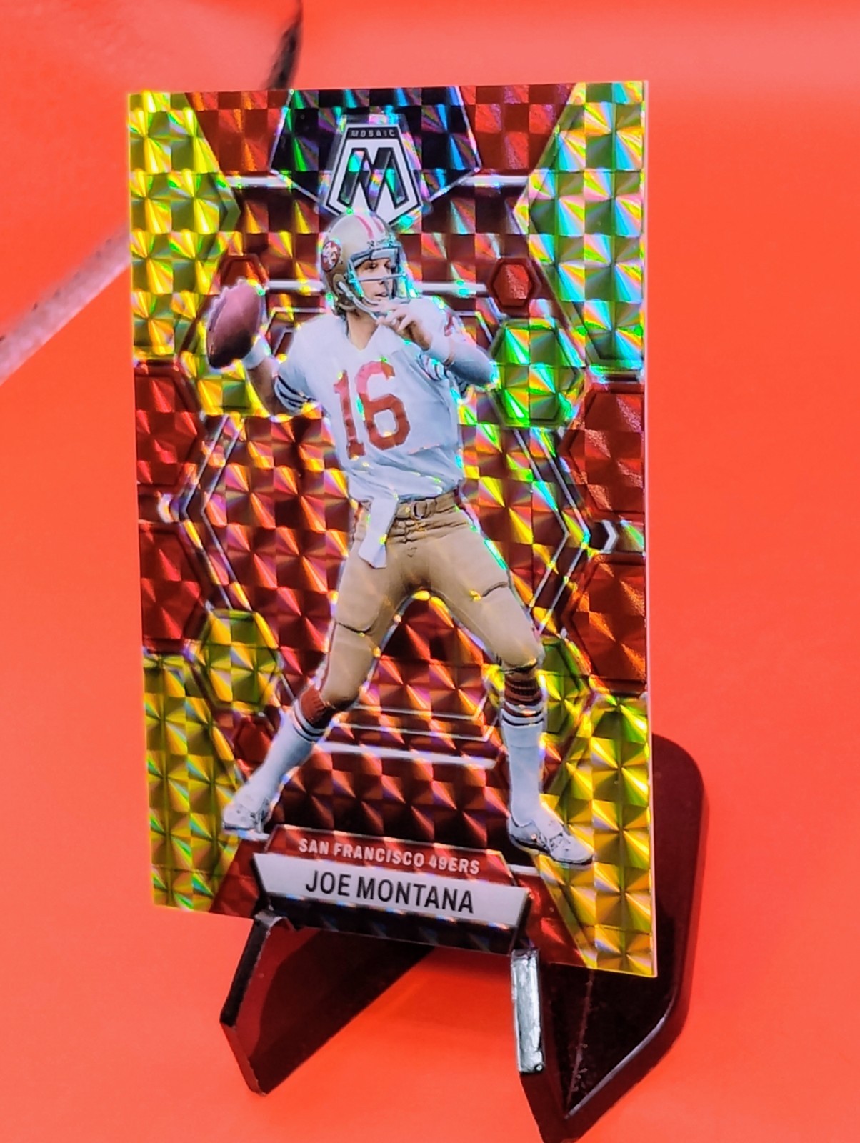 Joe Montana 2023 Mosaic Choice #217 Red & Yellow Prizm #25/80 49ers Legend 🐐💎
