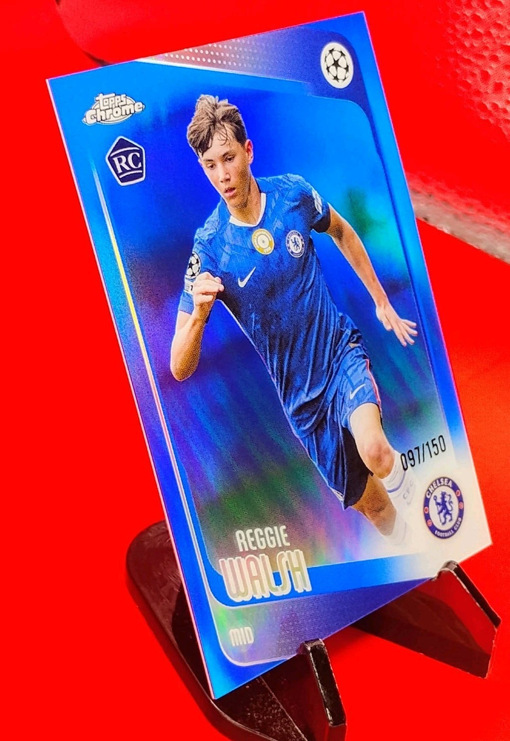 Reggie Walsh 2025-26 Topps Chrome UEFA #70 Blue Refractor #97/150 Color Match 💎
