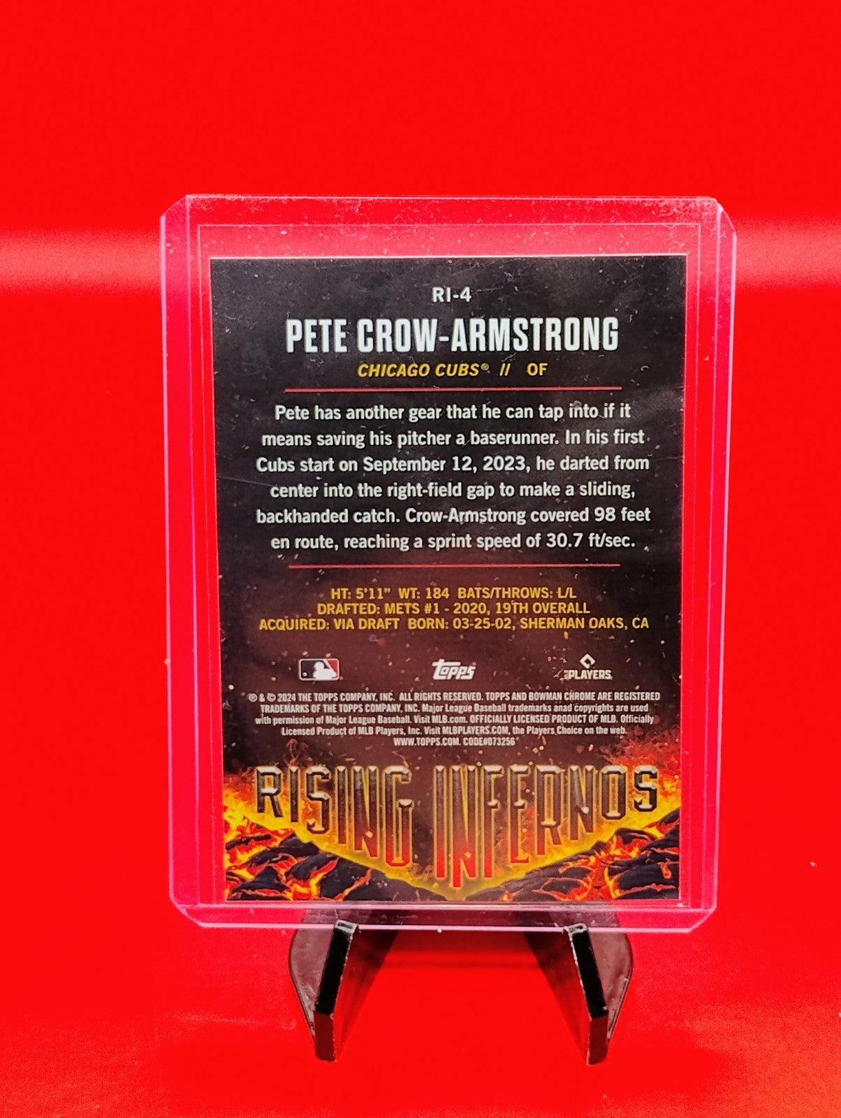 Pete Crow-Armstrong 2024 Bowman Chrome Rising Infernos #RI-4 Chicago Cubs RC 🔥