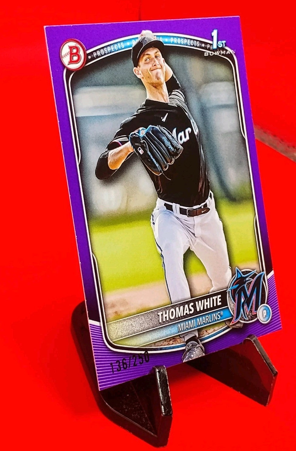 Thomas White 2025 Bowman 1st Prospects #BP-69 Purple Parallel #136/250 Marlins🔥