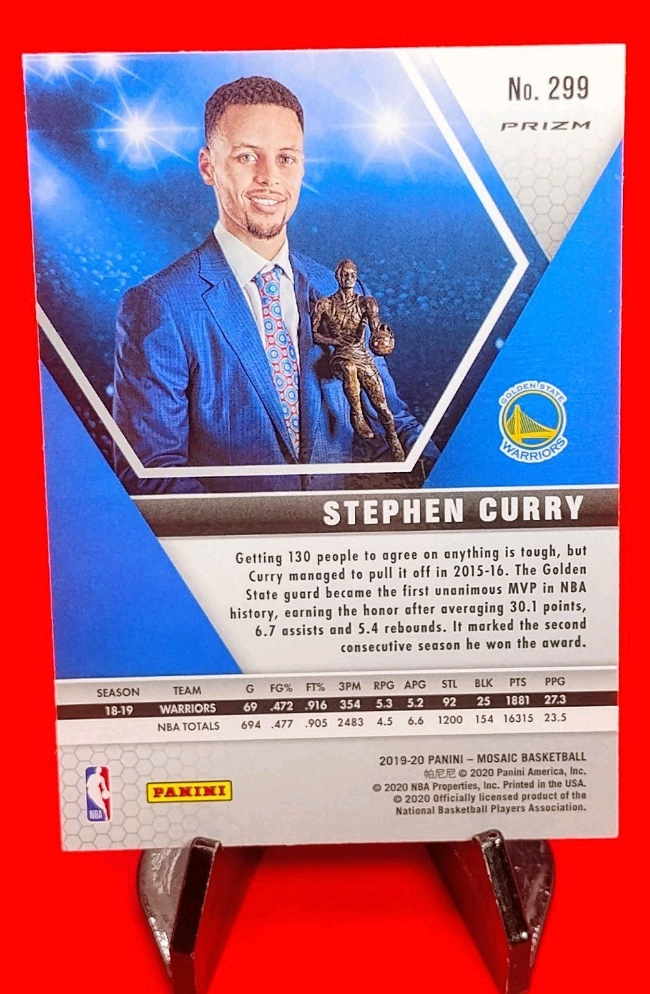 Stephen Curry 2019-20 Panini Mosaic MVPs #299 Red Mosaic Prizm Warriors 💎🔥