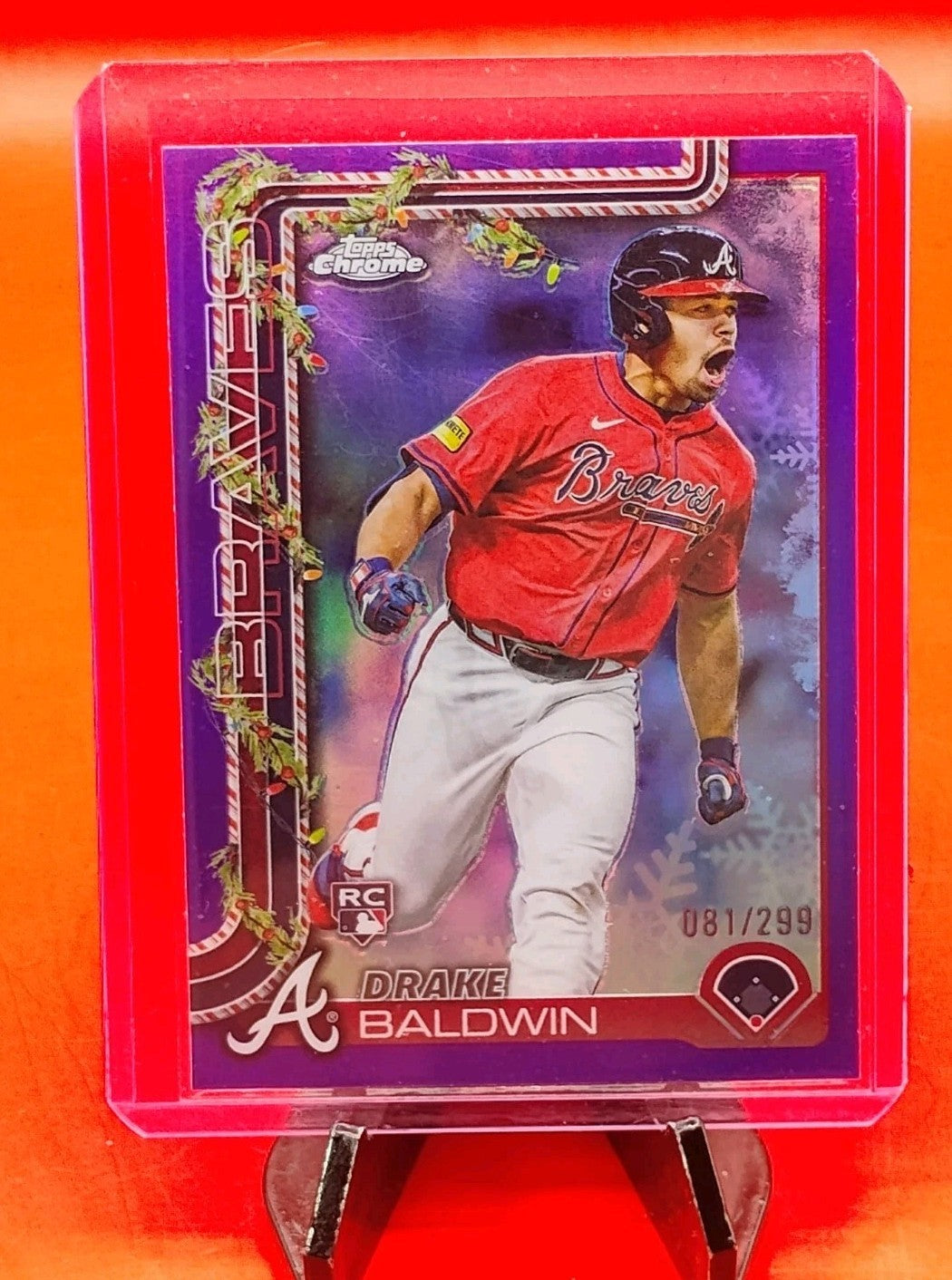 Drake Baldwin 2025 Topps Holiday Chrome #HC60 Purple Refractor /299 (RC)