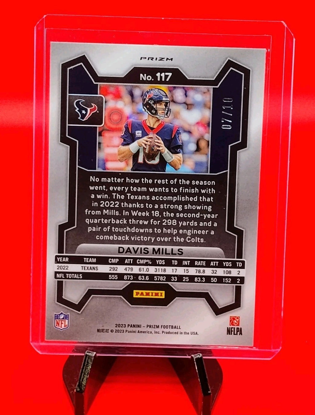 Davis Mills 2023 Prizm Football #117 Gold Prizm # 7/10 Houston Texans QB 🔥