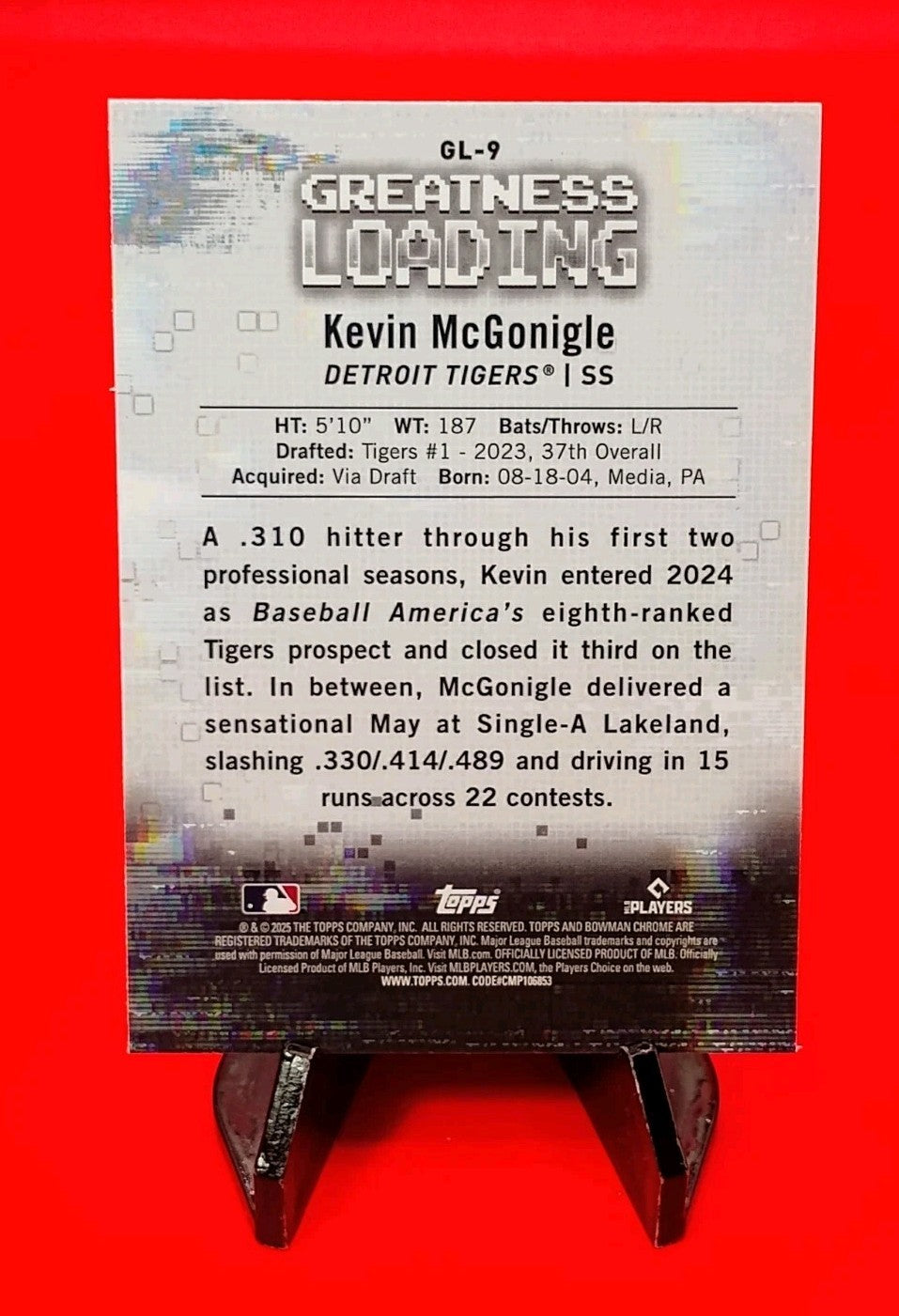 Kevin McGonigle 2025 Bowman Chrome Greatness Loading #GL-9  Detroit Tigers