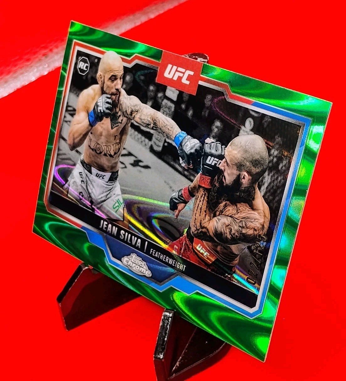 Jean Silva 2025 Topps UFC Chrome RC #56 Green RayWave Refractor #22/125