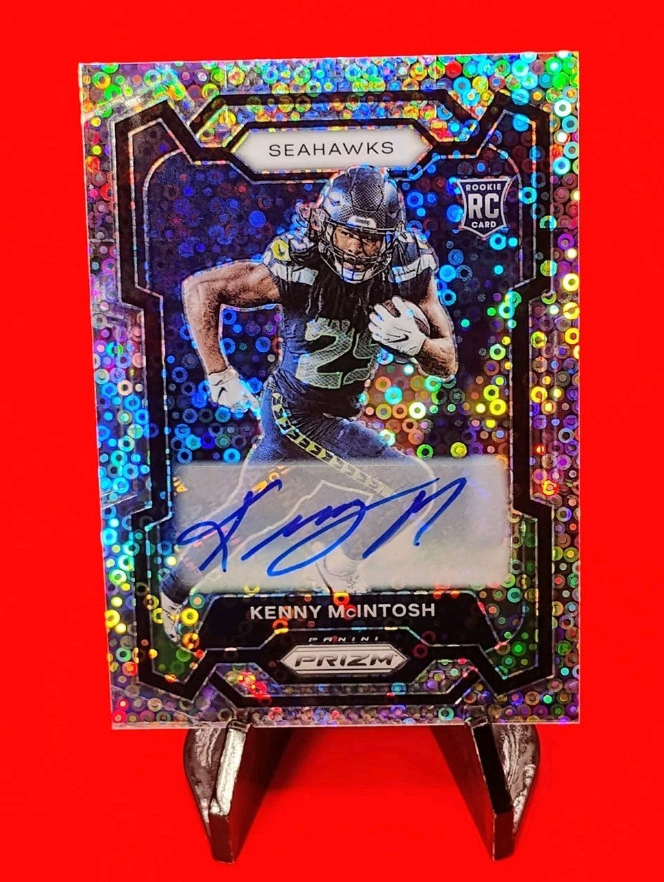 Kenny McIntosh 2023 Prizm #391 No Huddle Silver Disco Prizm Auto Seahawks 🔥💎