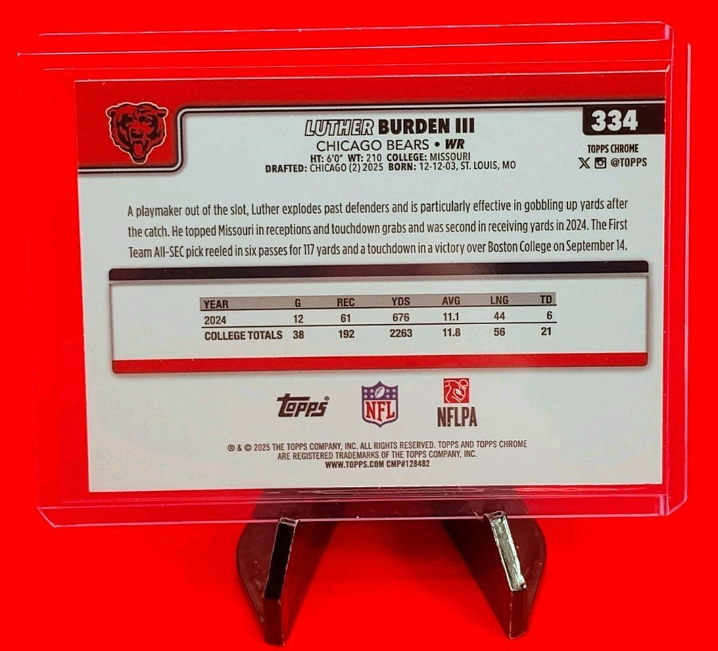 Luther Burden III 2025 NFL Topps Chrome RC #334 Lightboard Logo Refractor SSP 💎