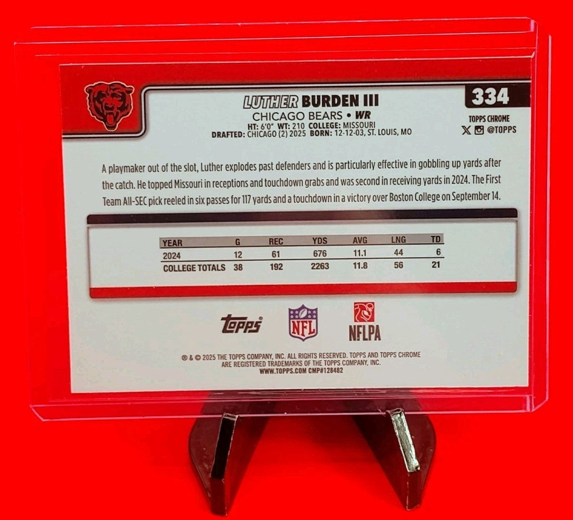 Luther Burden III 2025 NFL Topps Chrome RC #334 Lightboard Logo Refractor SSP 💎