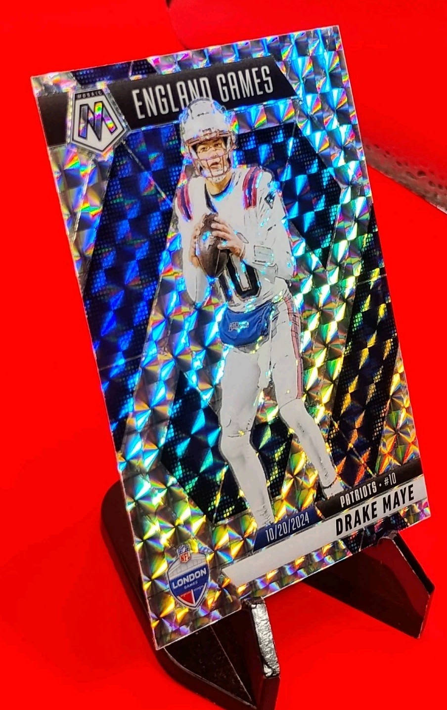 Drake Maye 2025 Mosaic London Games Insert #258 Silver Mosaic Prizm Patriots 💎