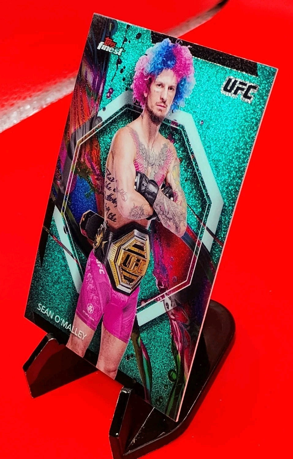 Sean O'Malley 2024 Topps Finest UFC Common #40 Aqua Glitter Refractor