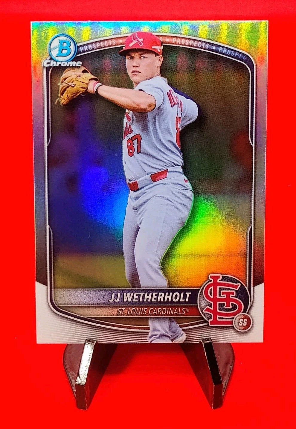 JJ Wetherholt 2025 Bowman Draft Chrome Refractor #BDC-145 St. Louis Cardinals RC