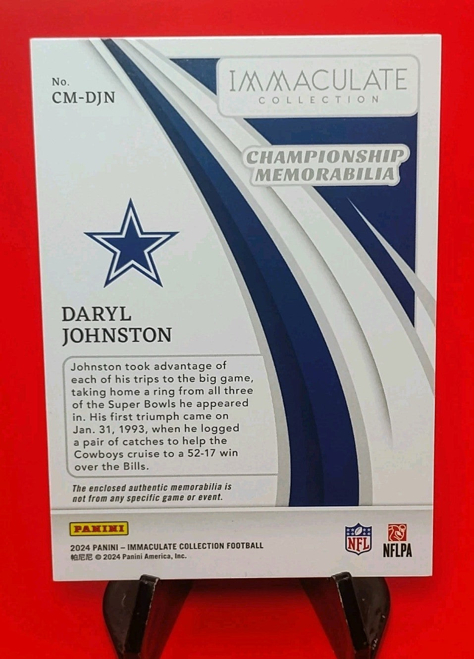 Daryl Johnston 2024 Panini Immaculate Championship Memorabilia #CM-DJN - #29/99