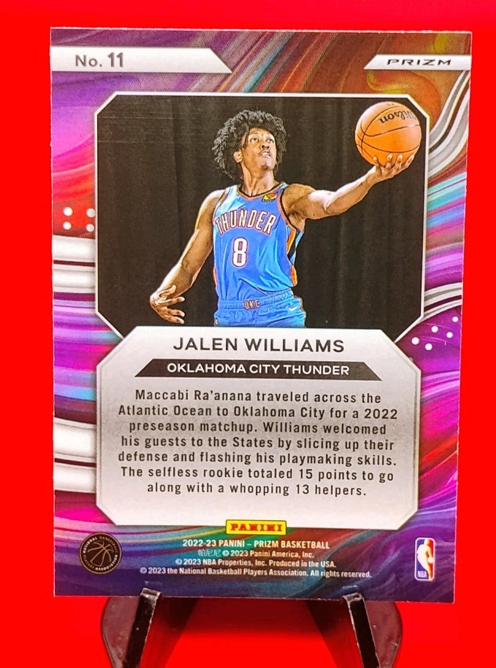 Jalen Williams 2022-23 Panini Prizm Instant Impact #11 Rookie Silver Prizm (RC)