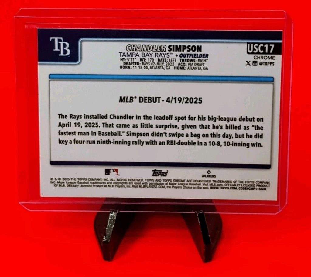 Chandler Simpson 2025 Topps Chrome Update RC #USC17 Sepia Refractor - TB Rays RC