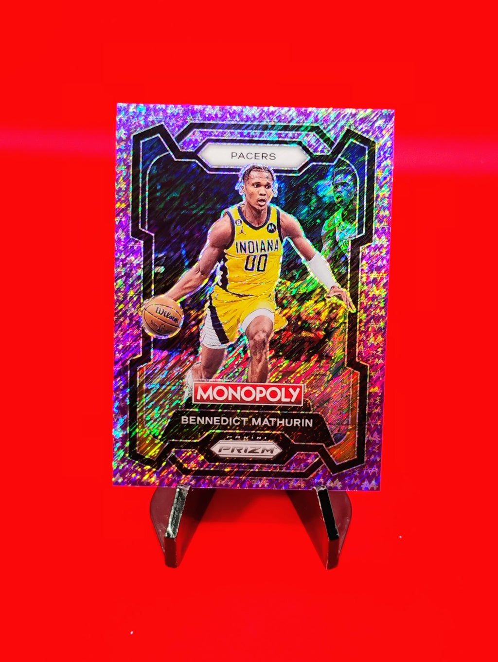 Benedict Mathurin 2023-24 Panini Prizm Monopoly Purple Money Shimmer #30/50