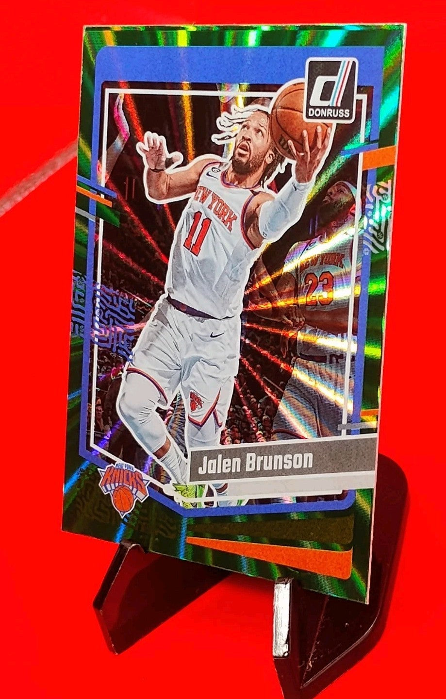 Jalen Brunson 2023-24 Donruss #189 Green Laser Holo Foil NY Knicks - Finals MVP!
