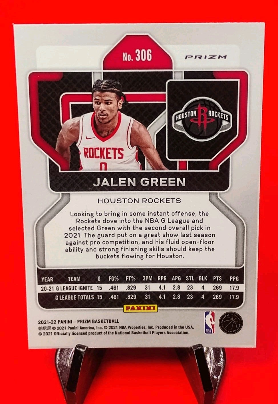 Jalen Green 2021-22 Panini Prizm - Red White Blue Prizm #306 RC Houston Rockets