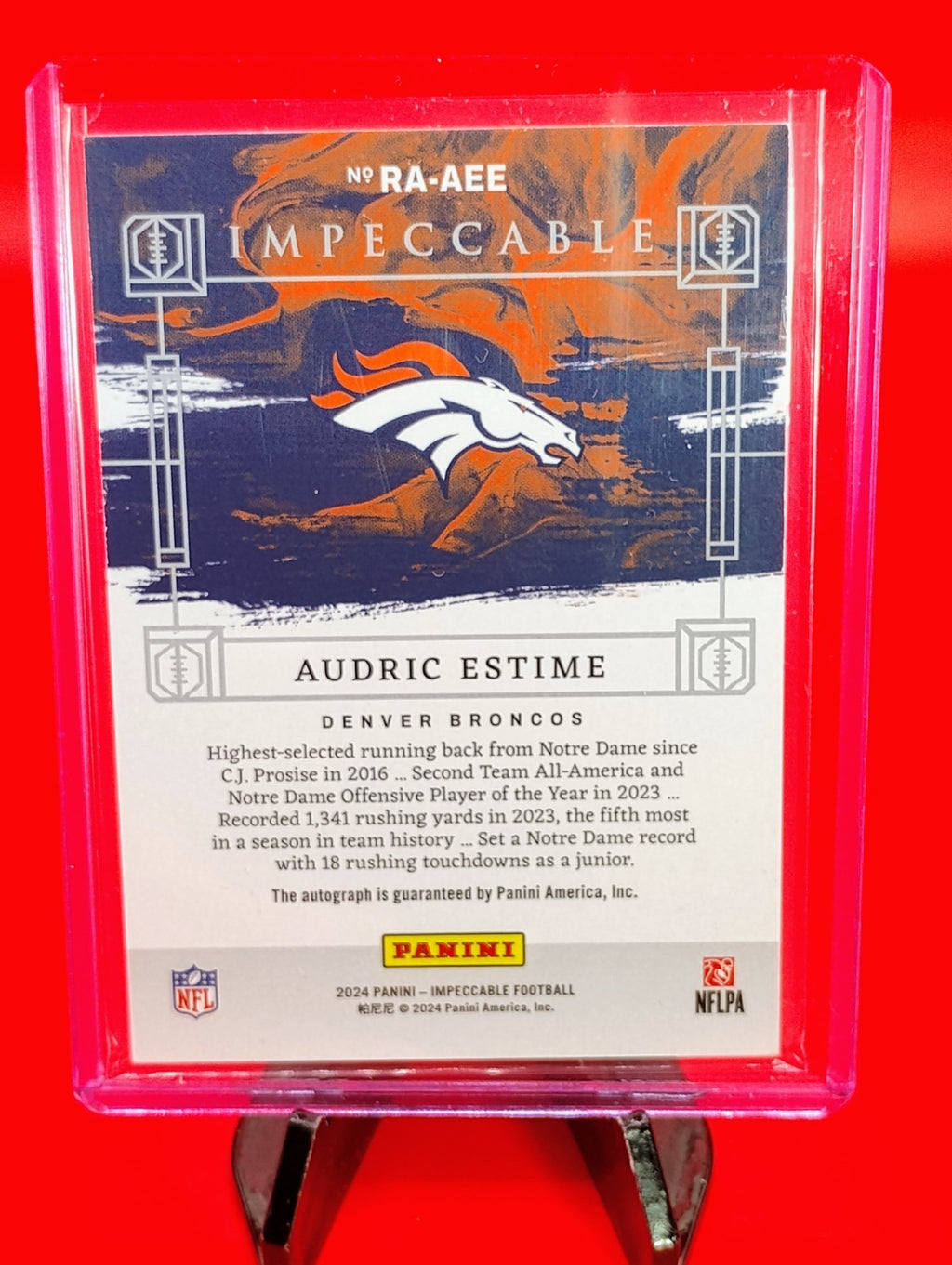 Audric Estime 2024 Impeccable Football  Auto /75 Denver Broncos #RA-AEE Rookie