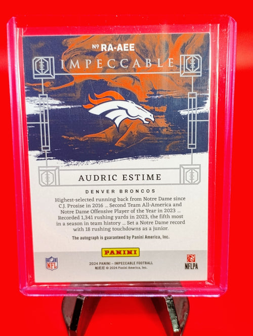 Audric Estime 2024 Impeccable Football  Auto /75 Denver Broncos #RA-AEE Rookie