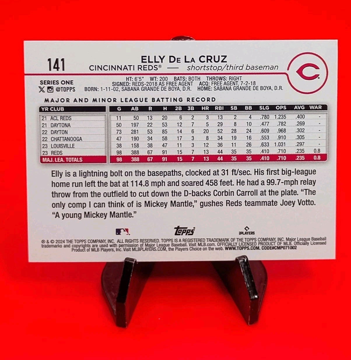 Elly De La Cruz 2024 Topps 582 Montgomery Club RC #141 Cincinnati Reds 🔥💎