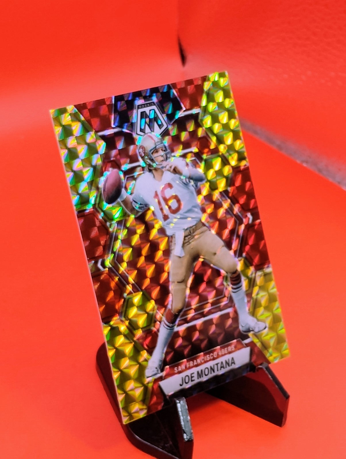 Joe Montana 2023 Mosaic Choice #217 Red & Yellow Prizm #25/80 49ers Legend 🐐💎