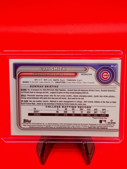Cam Smith 2024 Bowman Chrome Draft Refractor #BDC-67 Houston Astros *1st Bowman*