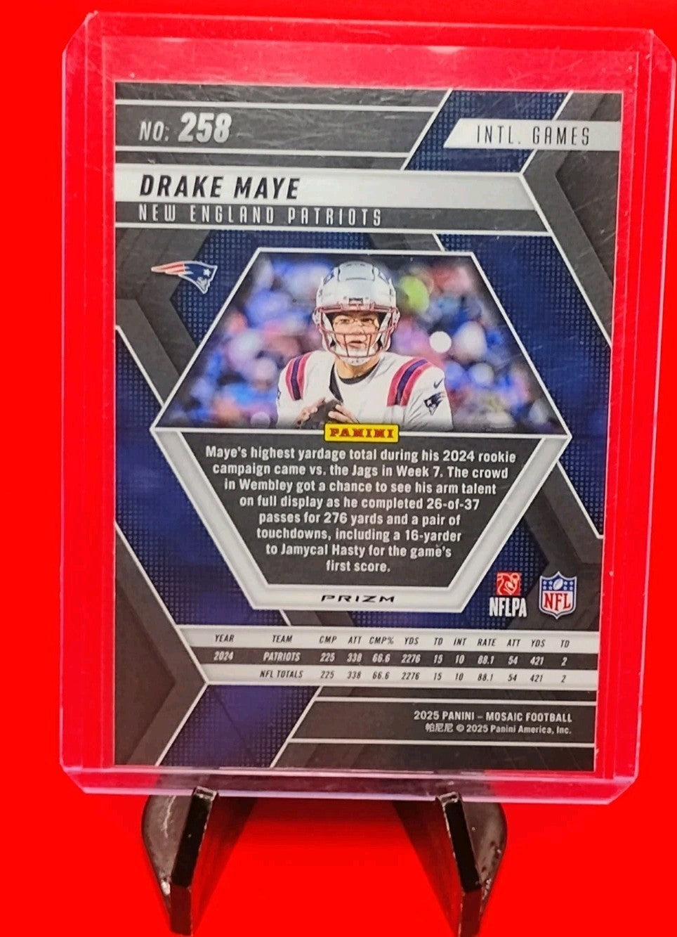 Drake Maye 2025 Mosaic London Games Insert #258 Silver Mosaic Prizm Patriots 💎