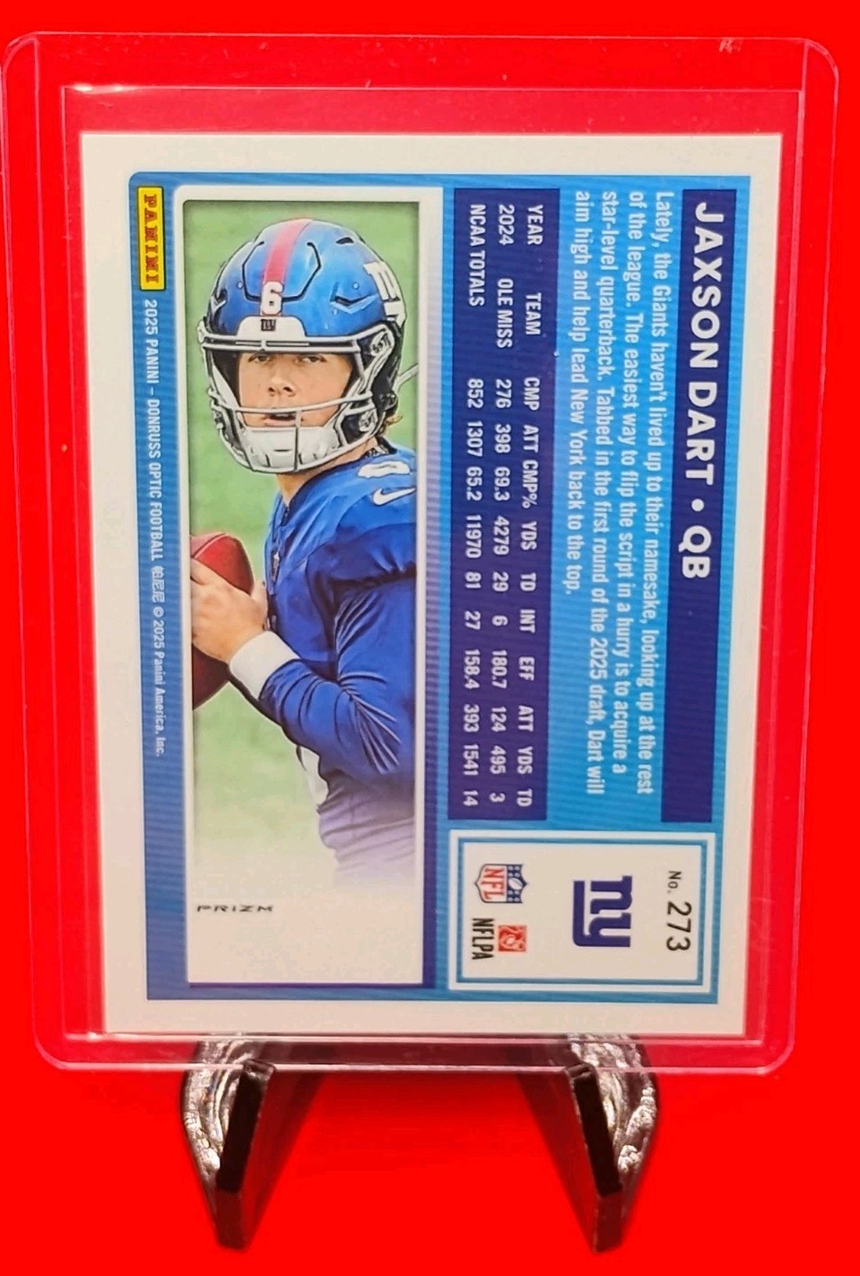 Jaxson Dart 2025 Donruss Optic Rated Rookie #273 Purple Shock Prizm Giants QB 🔥