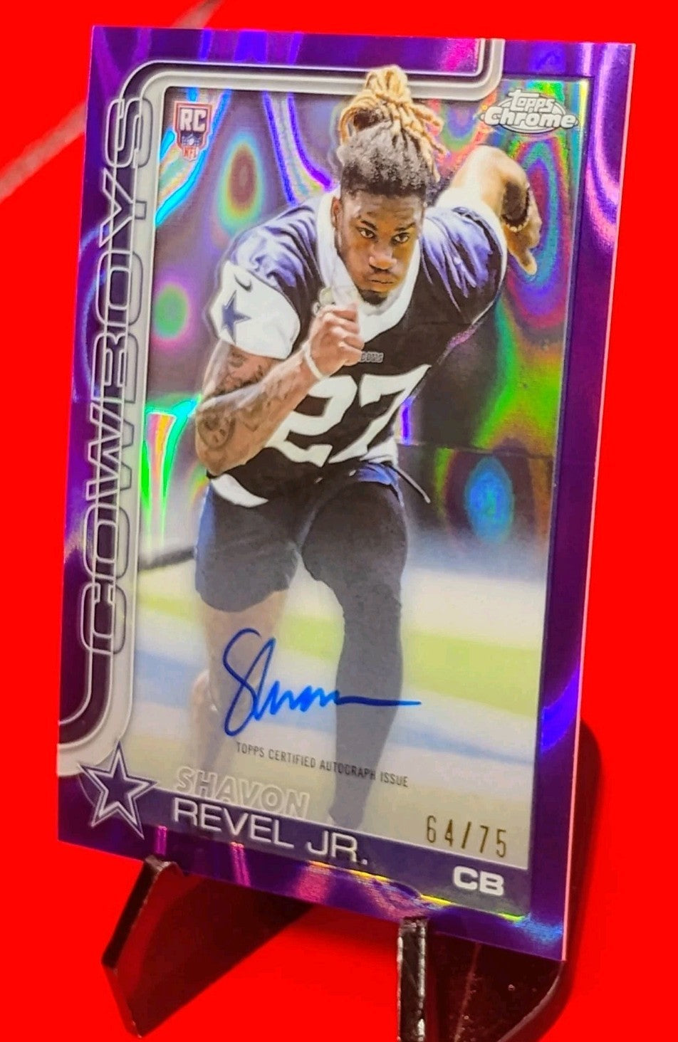 Shavon Revel Jr 2025 Topps Chrome #RA-SR Purple Lava Refractor RC Auto #64/75 🔥