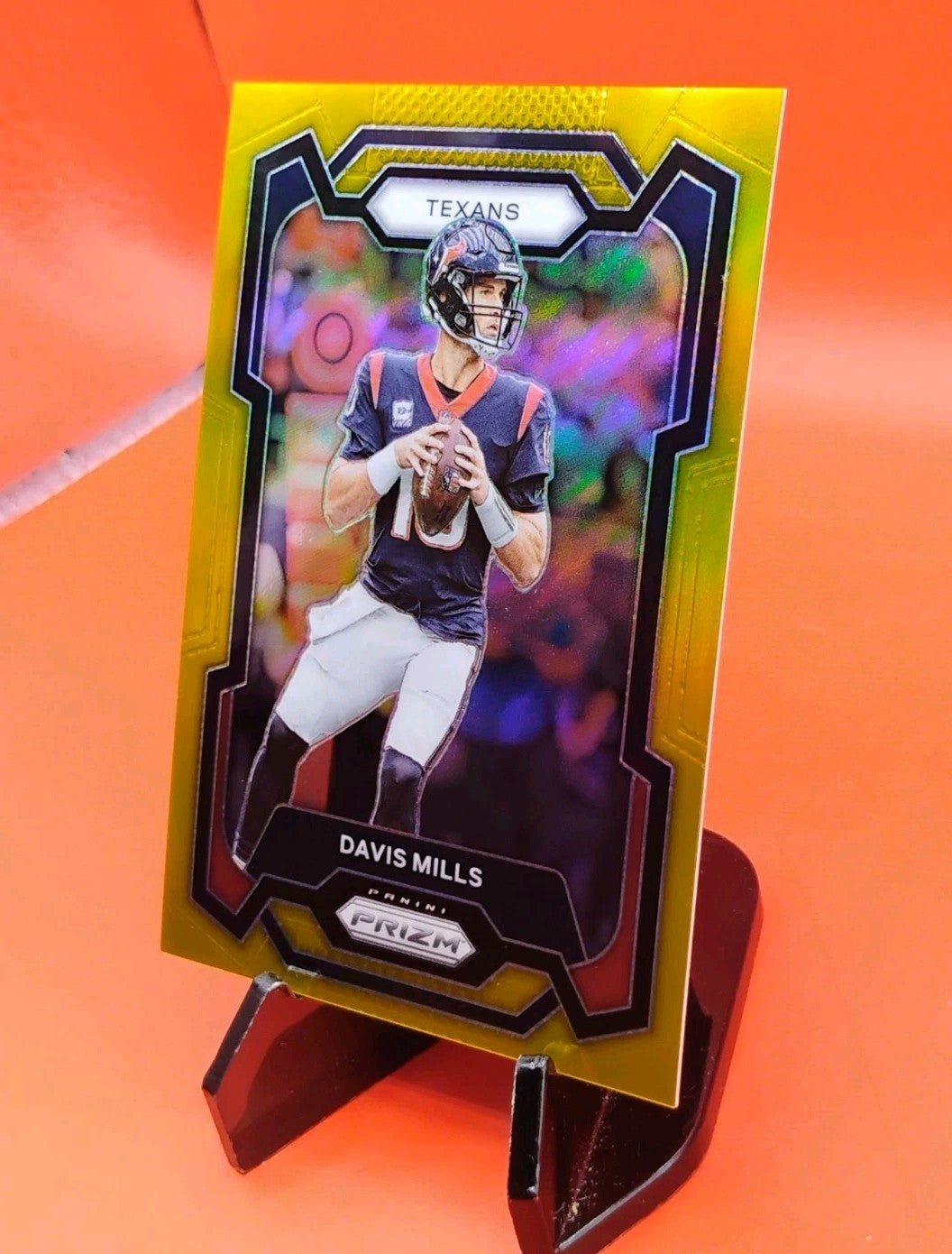 Davis Mills 2023 Prizm Football #117 Gold Prizm # 7/10 Houston Texans QB 🔥