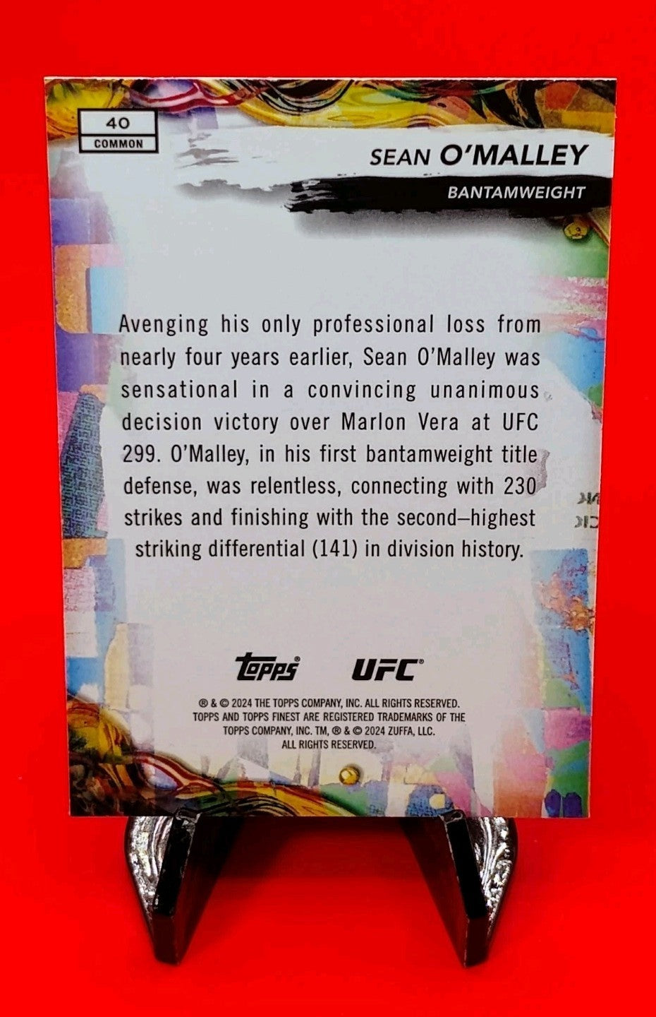 Sean O'Malley 2024 Topps Finest UFC Common #40 Aqua Glitter Refractor