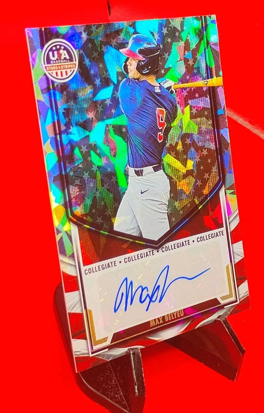 Max Belyeu 2025 Panini USA Baseball Stars & Stripes #NTS-MB Crystals Auto #20/25