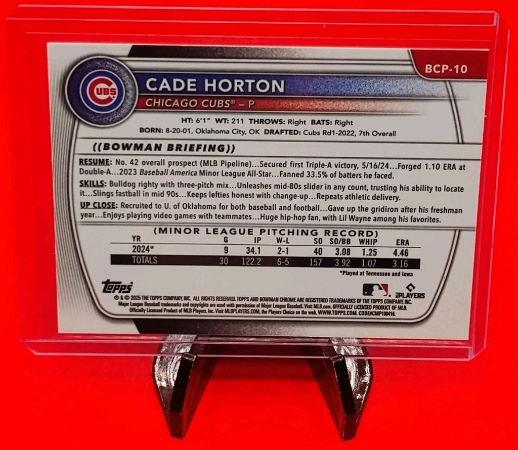 Cade Horton 2025 Bowman Chrome Prospects #BCP-10 Lava Refractor #209/399 Cubs RC