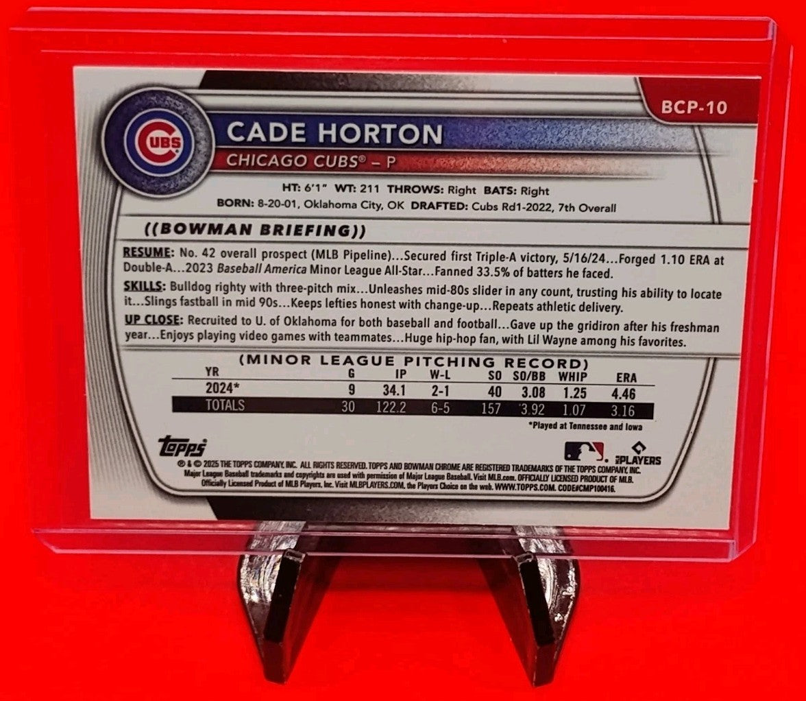 Cade Horton 2025 Bowman Chrome Prospects #BCP-10 Lava Refractor #209/399 Cubs RC
