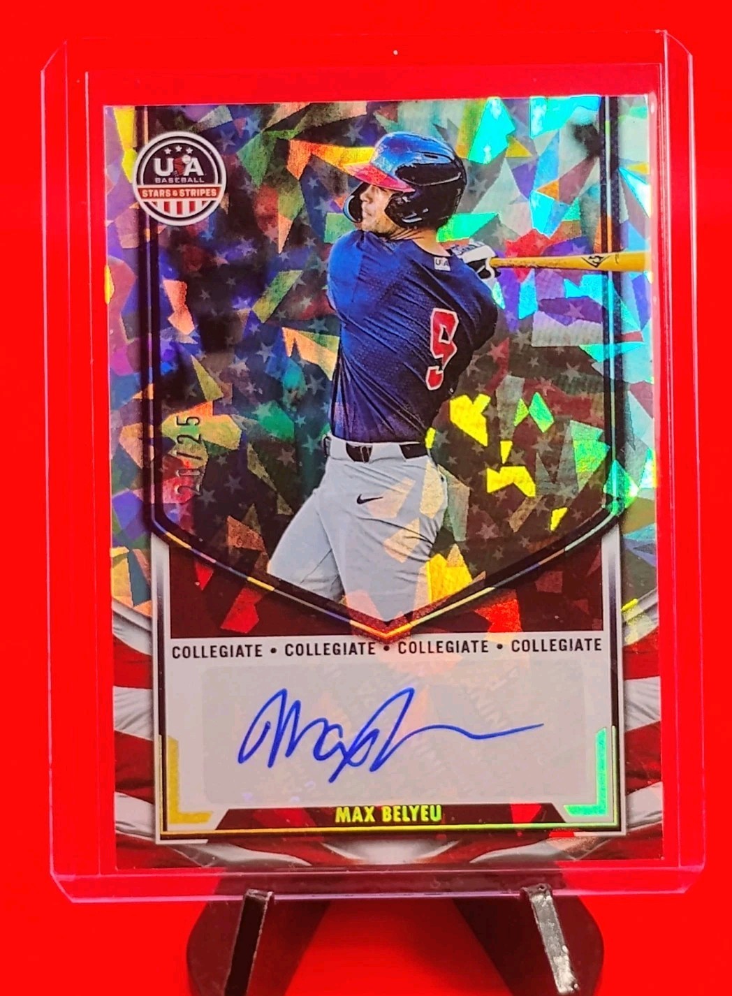 Max Belyeu 2025 Panini USA Baseball Stars & Stripes #NTS-MB Crystals Auto #20/25