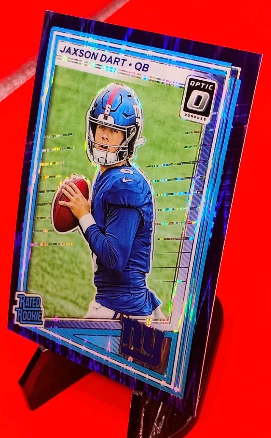 Jaxson Dart 2025 Donruss Optic Rated Rookie #273 Purple Shock Prizm Giants QB 🔥