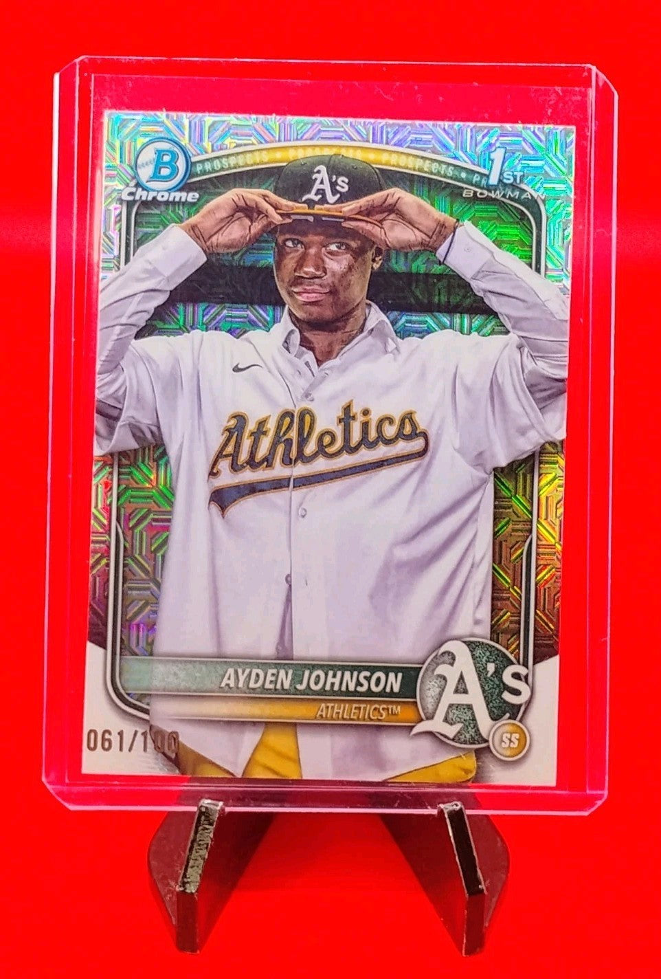 Ayden Johnson 2025 Bowman Chrome 1st Bowman #BCP-197 Steel Metal Refractor #/100