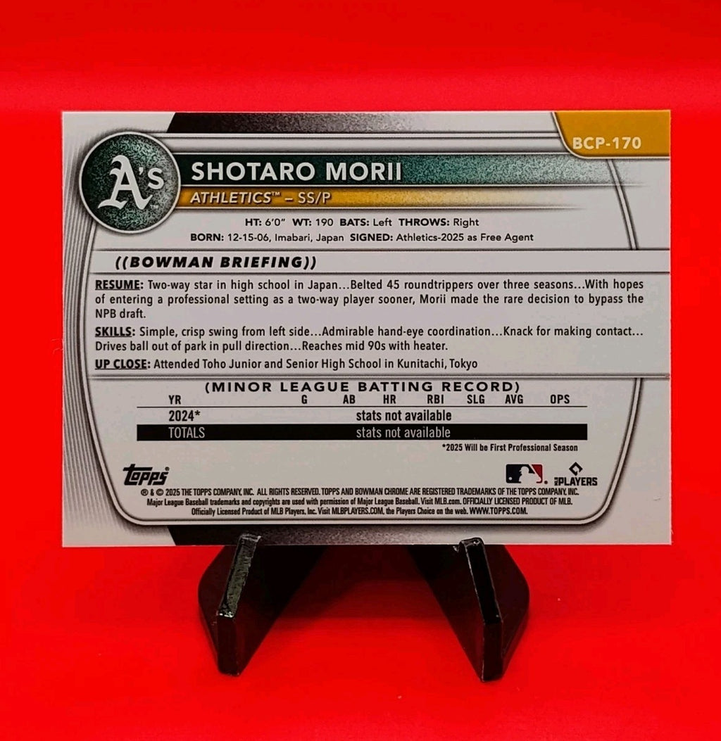 Shotaro Mori 2025 Bowman Chrome 1st Bowman # BCP-170 Mega Box Mojo Refractor  🔥