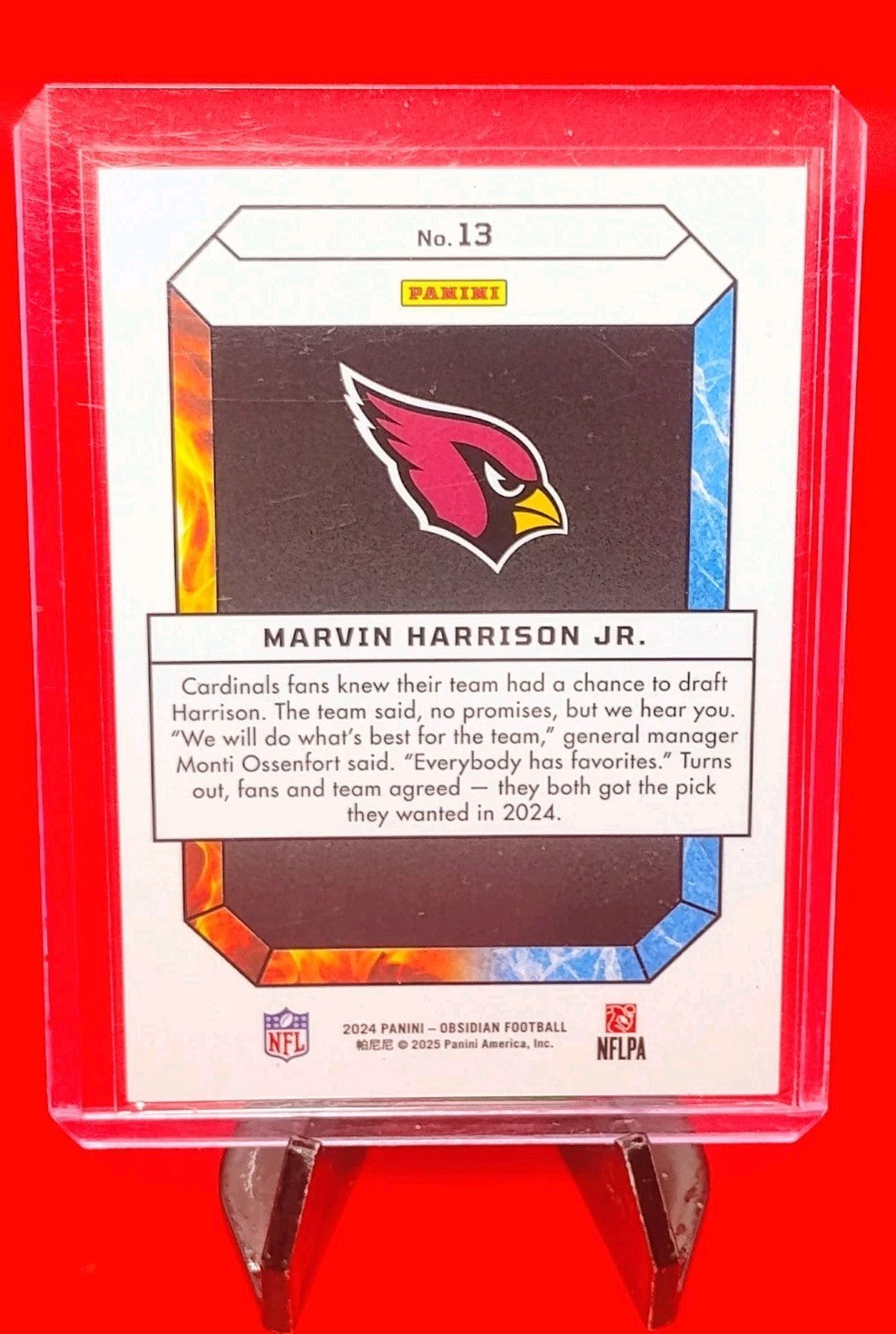 Marvin Harrison Jr. 2024 Panini Obsidian Fire & Ice RC #13 Cardinals Rookie