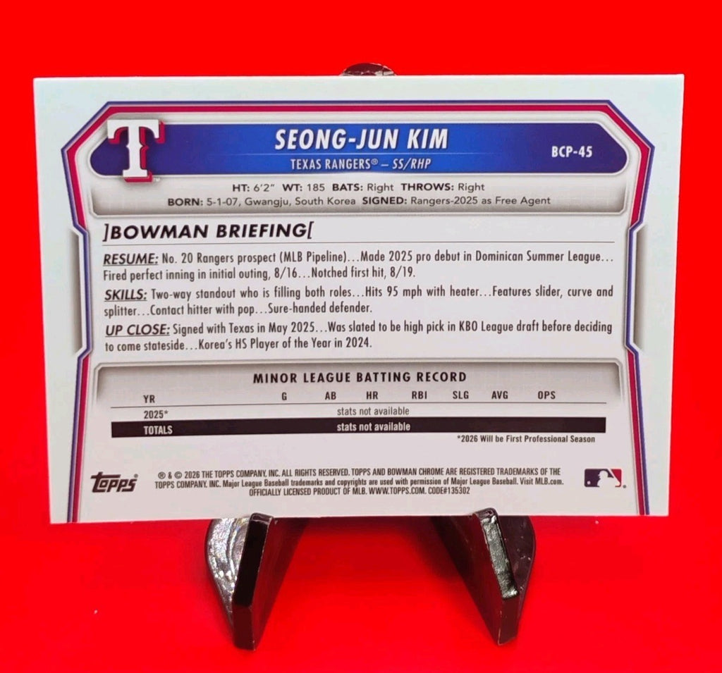 Seong Jun-Kim 2026 Bowman 1st Chrome #BCP-45  Purple Geometric Refractor #/250