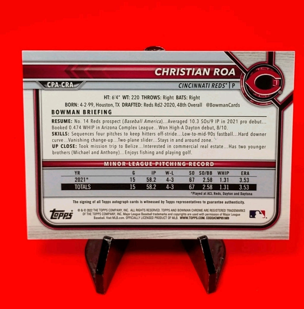 Christian Roa 2022 Bowman Chrome 1st #CPA-CRA Gold Shimmer Refractor Auto #35/50