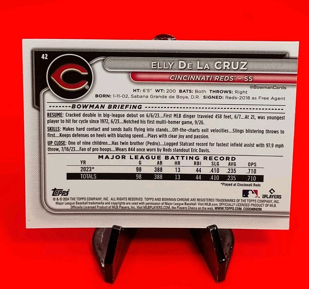 Elly De La Cruz 2024 Bowman Chrome RC #42 MegaBox Mojo Refractor Cincinnati Reds