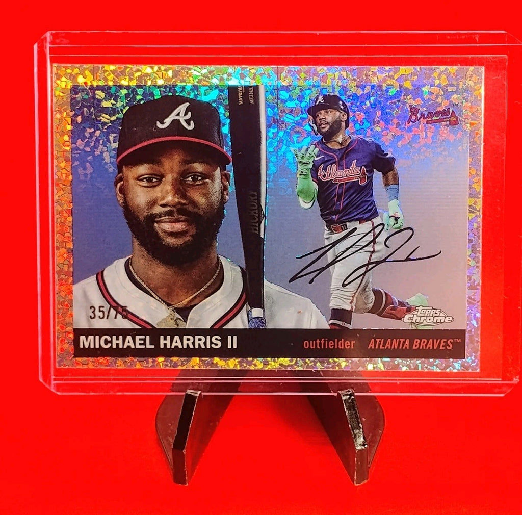 Michael Harris II 2025 Topps Chrome Platinum #9 Rose Gold Toile Refractor #/75