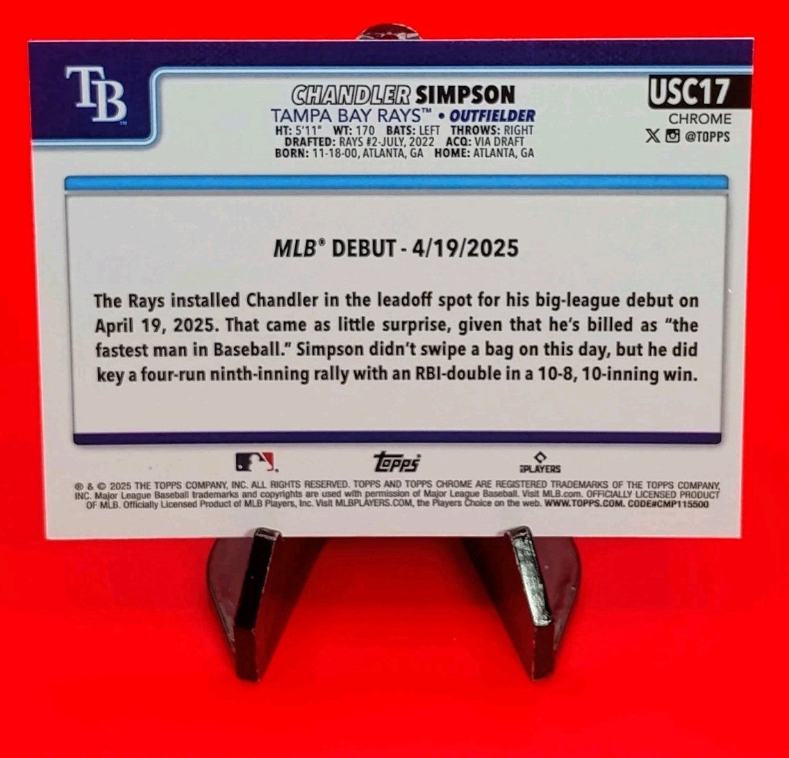 Chandler Simpson 2025 Topps Chrome Update RC #USC17 Sepia Refractor - TB Rays RC