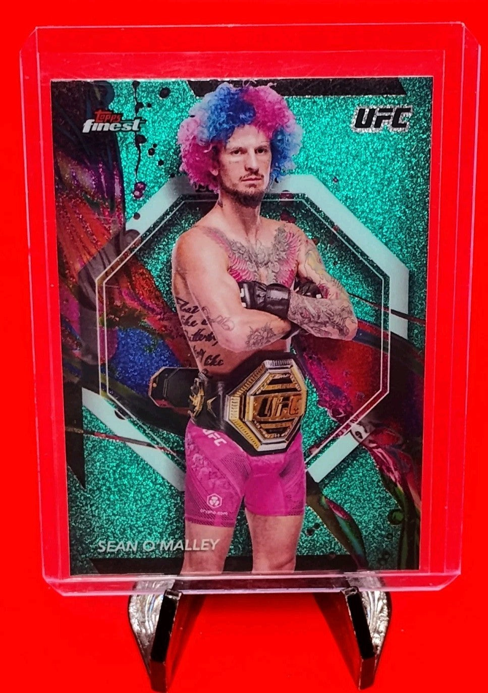 Sean O'Malley 2024 Topps Finest UFC Common #40 Aqua Glitter Refractor