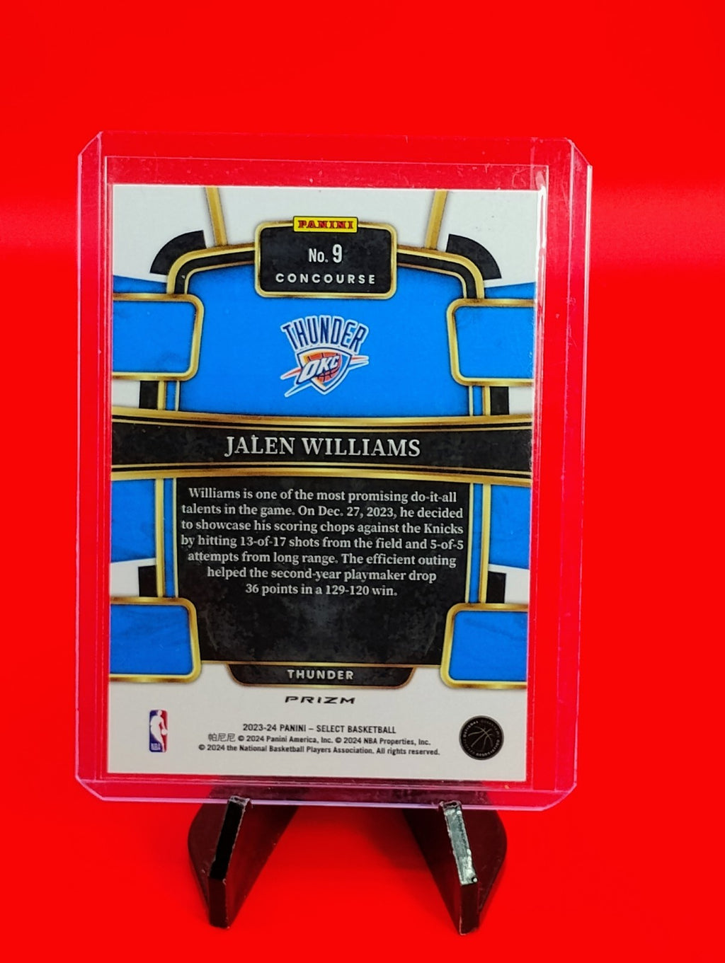 Jalen Williams 2023-24 Select Concourse Level #9 Silver Prizm OKC Thunder CHAMPS